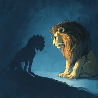 האריה שפחד מהצל שלו / סיפור קצר לילדים