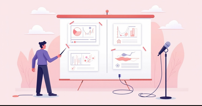 israeli-startup-talks איור: אדם מצביע על לוח מלא בתרשימים וחצים