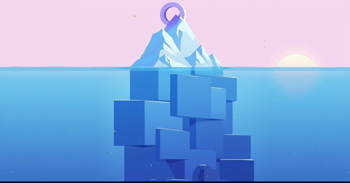 israeli-podcast-archive-iceberg איור: קרחון שקצהו כפתור נגינה והמסה שמתחת בלוקים מוערמים